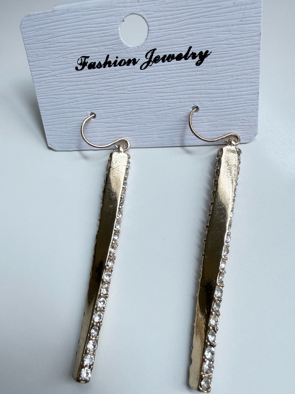 FREE* Gold Bar Dangle Earrings with Crystal Accents